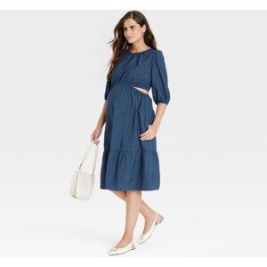 Isabel Maternity Tiered Blue Cutout Pullover Dress‎ XXL NEW